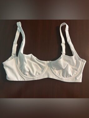 Shecurve Underwire Support Seamless Unlined Balconette Bra White 34D Wide Strap